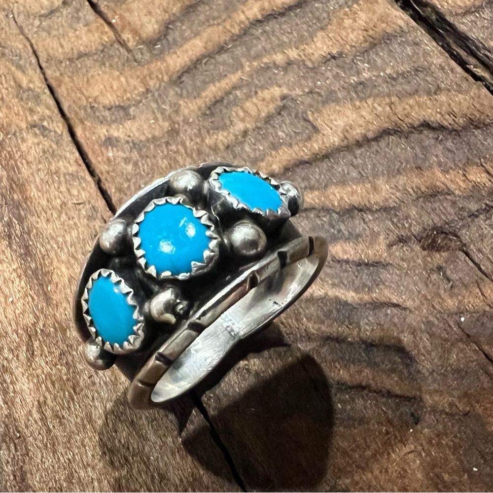 Navajo Turquoise Ring Native American Sterling Chester Charley Sleeping Beauty 9